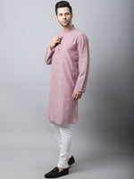 Thumbnail for Even Apparels Red Pure Cotton Men's Kurta With Band Collar - Distacart