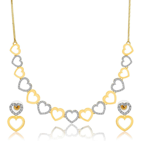 Gold-Plated Alloy Heart Shape Ad Choker Necklace Set - The Pari - Distacart