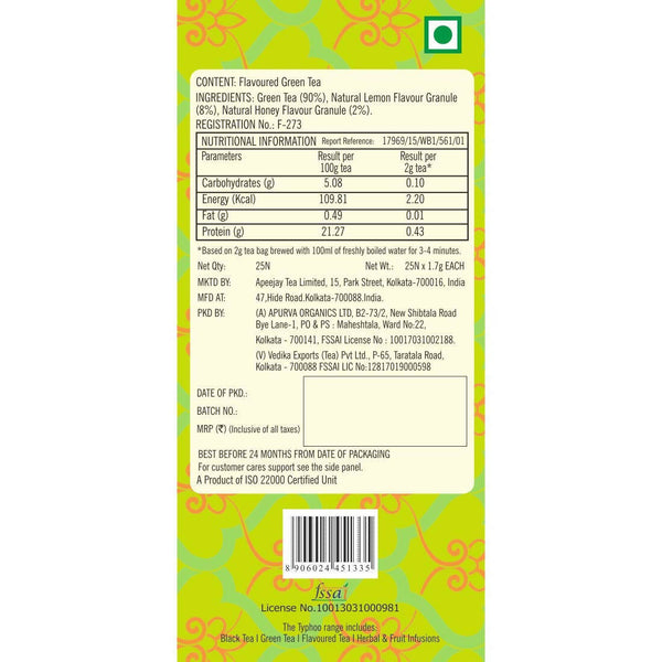 Typhoo Cleansing Lemon & Honey Green Tea Bags - Distacart