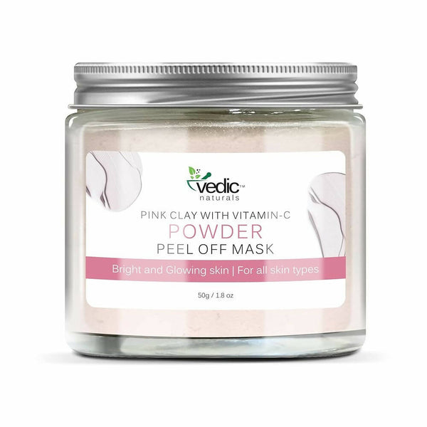 Vedic Naturals Pink Clay With Vitamin-C Powder Peel Off Mask - Distacart