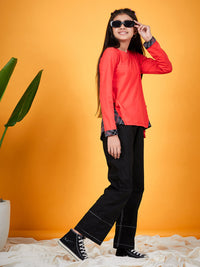 Thumbnail for Girls Round Neck Tie-Ups Cotton High-Low Top - Mini Marvels - Distacart