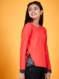 Thumbnail for Girls Round Neck Tie-Ups Cotton High-Low Top - Mini Marvels - Distacart