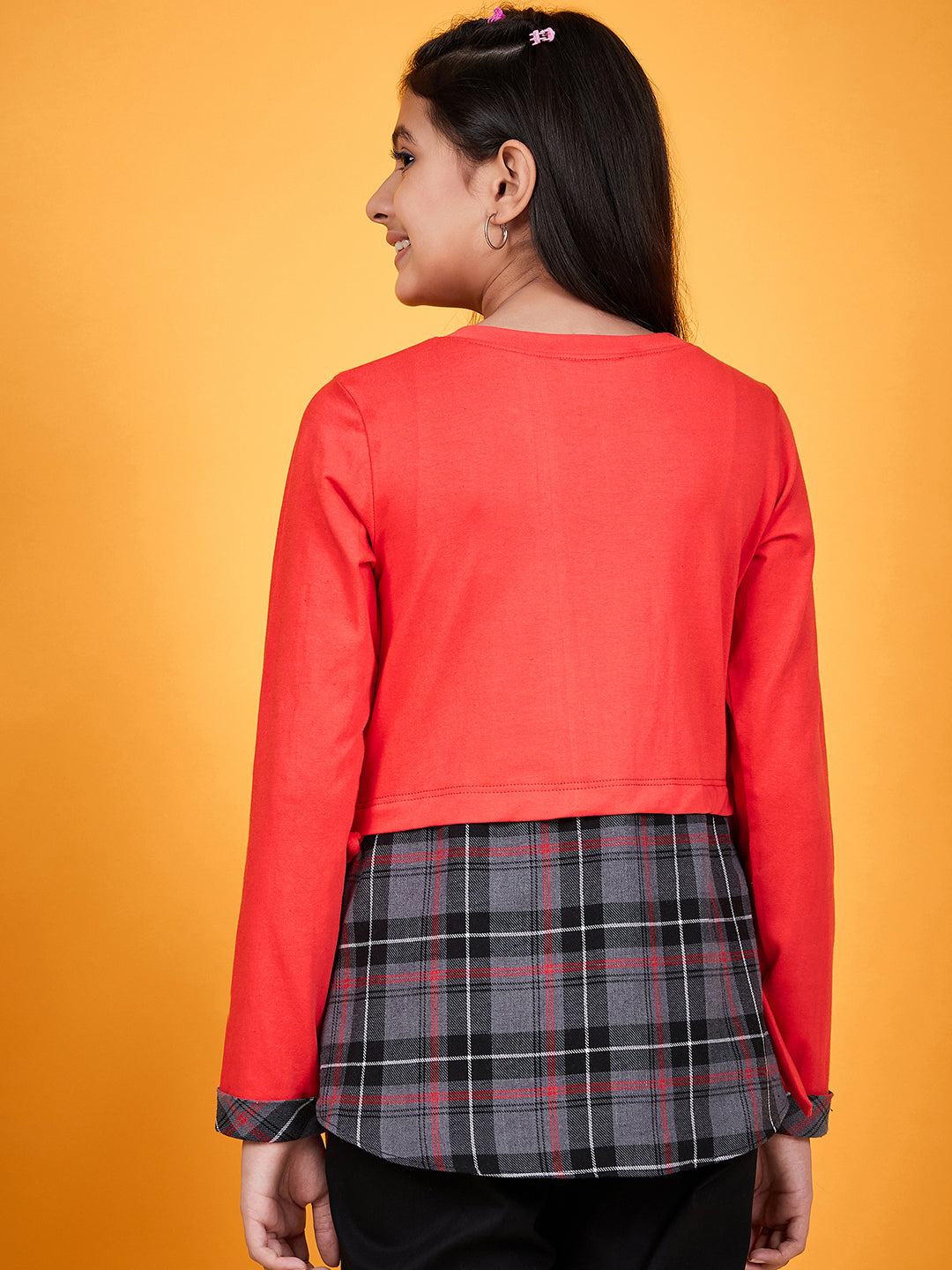 Girls Round Neck Tie-Ups Cotton High-Low Top - Mini Marvels - Distacart