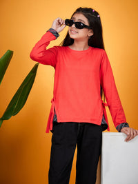 Thumbnail for Girls Round Neck Tie-Ups Cotton High-Low Top - Mini Marvels - Distacart