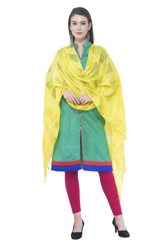 Mominos Fashion Moeza Lemon Yellow Window Cotton Dupatta - Distacart