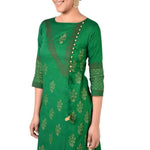 Thumbnail for Aniyah Cotton Gold Print Straight Kurta In Green Color (AN-169K)