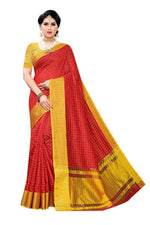 Thumbnail for Vamika Red Cotton Silk Weaving Saree (Manipuri Red) - Distacart