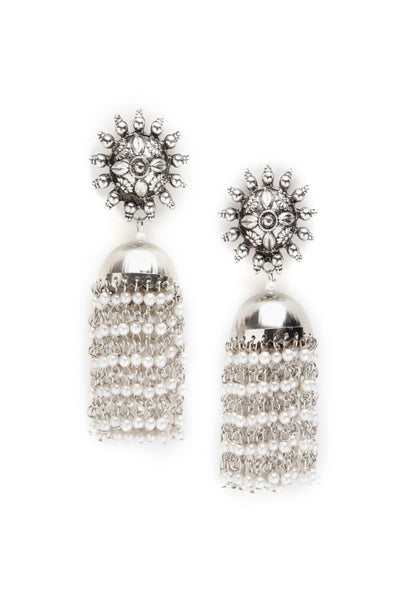 Mominos Fashion Johar Kamal Silver-Plated Earrings With Pearls Jhumkas - Distacart