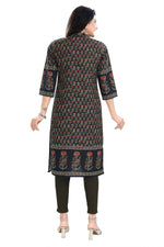 Thumbnail for Snehal Creations Breathtaking Black Designer Digital Print Cotton Slub Fabric Long Kurti Tunic - Distacart