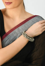 Thumbnail for Mominos Fashion Kamal Johar Oxidised Silver-Plated Ghungroo Handcraft Alloy Bracelet