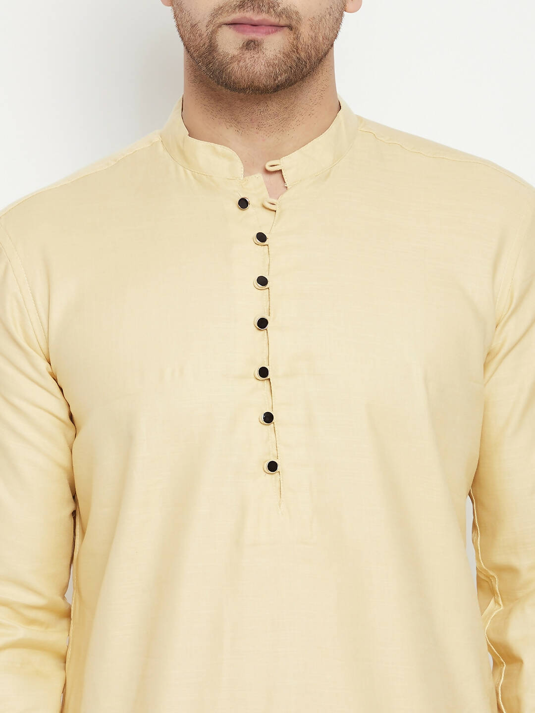Even Apparels Beige Pure Cotton Long Men's Kurta With Band Collar - Distacart
