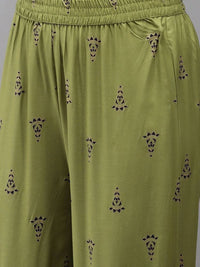 Thumbnail for Yufta Women Blue and Green Embroidered Kurta with Trouser and Dupatta Set