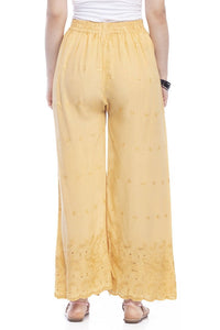 Thumbnail for Mominos Fashion Reyon Cotton Dark Golden Embroidery Chikan Palazzo - Distacart