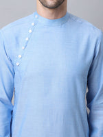 Thumbnail for Even Apparels Blue Pure Cotton Men's Kurta With Side Placket - Distacart