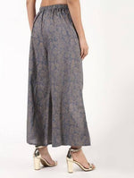 Thumbnail for Aniyah Rayon Gold Print Flared Grey Palazzo (AN-155K)