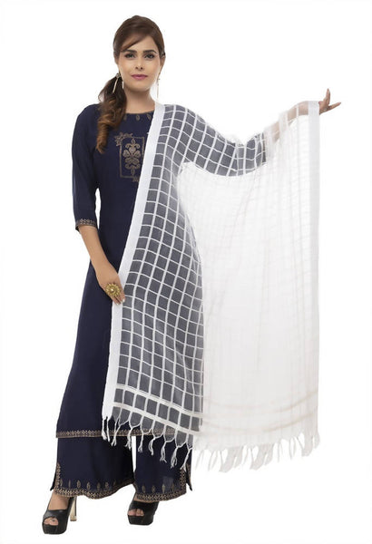 Mominos Fashion White Cotton Square Dupatta