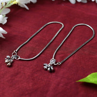 Thumbnail for Mominos Fashion Kamal Johar Oxidised Silver Simple Anklets