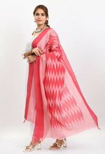 Thumbnail for Mominos Fashion Moeza Women's Handloom Cotton Ikkat Pink Dupatta - Distacart
