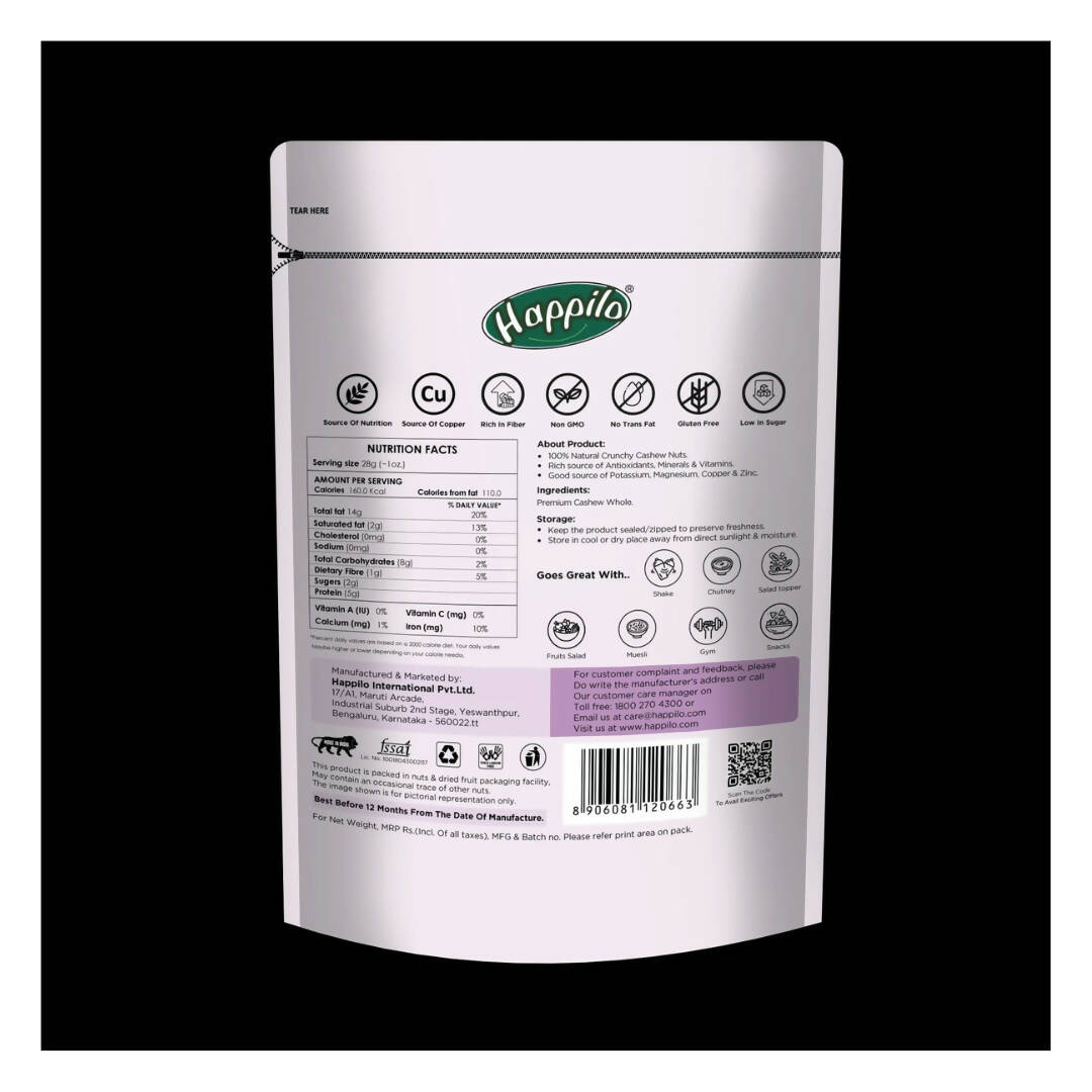 Happilo Premium Whole Cashew Nuts - Distacart