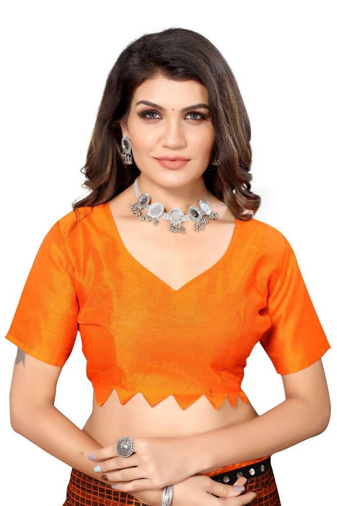 Vamika Orange Lycra Knitted Saree