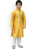 Thumbnail for Manyavar Boys Mustard Yellow Solid Kurta Set - Distacart