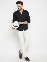 Thumbnail for Even Apparels Black Viscose Men's Kurta With Slit Neckline - Distacart