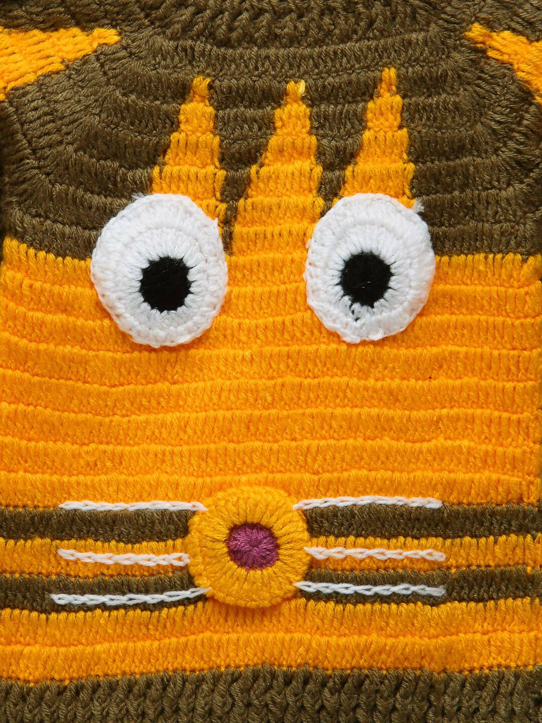 Chutput Kids Woollen Hand Knitted Lion Design Sweater For Baby Boys - Yellow - Distacart