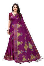 Thumbnail for Vamika Wine Red Kalamkari Print With Jhalar Khadi Silk Saree (KITE WINE)