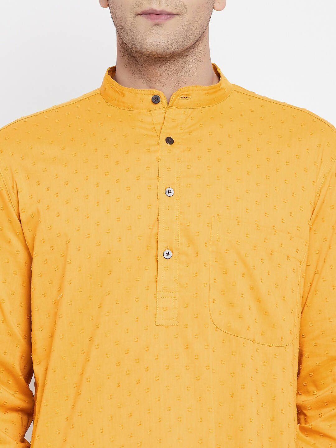 Even Apparels Yellow Color Pure Cotton Men's Kurta With Band Collar - Distacart