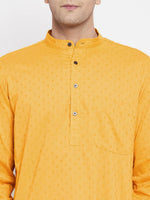 Thumbnail for Even Apparels Yellow Color Pure Cotton Men's Kurta With Band Collar - Distacart