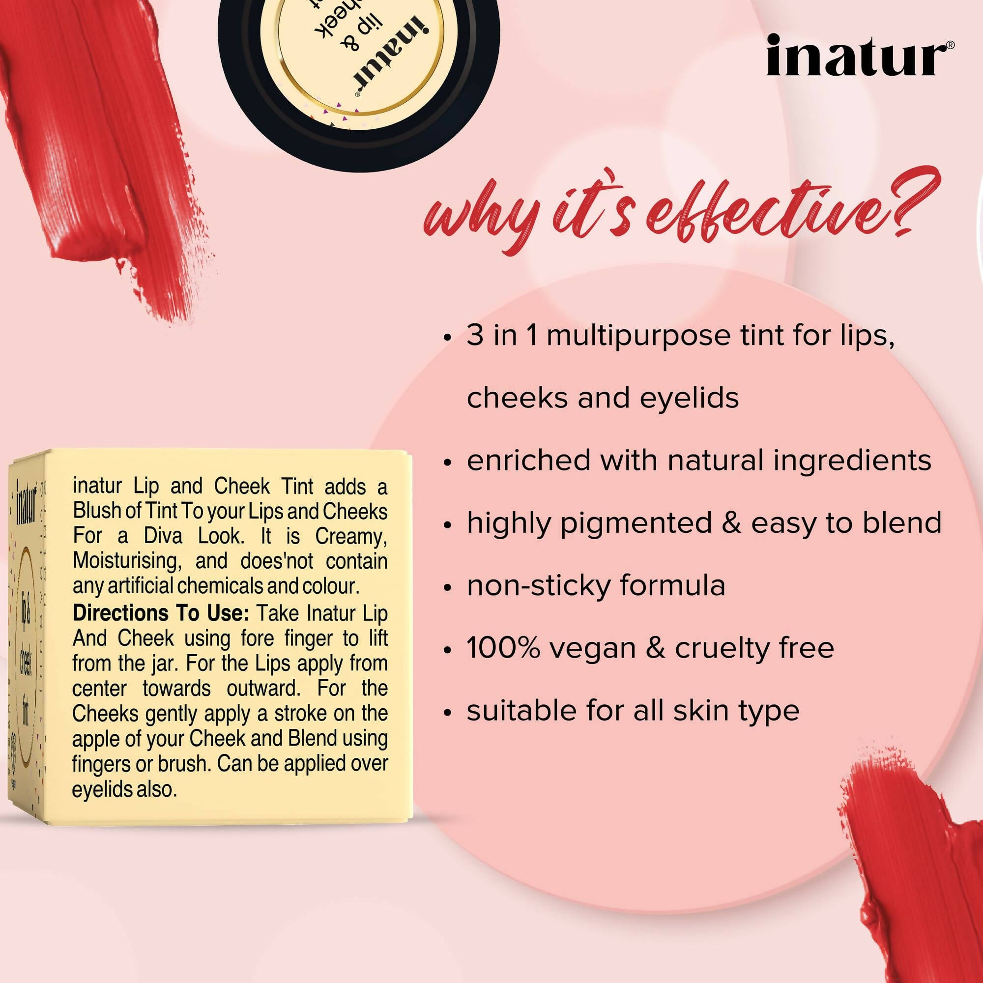 Inatur Lip and Cheek Tint Peony Pink - Distacart