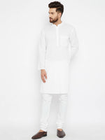 Thumbnail for Even Apparels Band Collar White Pure Cotton Men's Kurta - Distacart