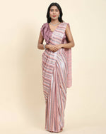 Thumbnail for Pink Pure Georgette Sequence work Ready to wear Saree with stitched Blouse - Satiksha - Distacart
