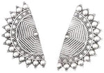 Thumbnail for Silver-Plated Alloy Oxidised Designer Half Moon Earrings - The Pari - Distacart