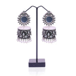 Thumbnail for Rhodium-Plated Alloy Silver Plated Mirror Jhumki Earring - The Pari - Distacart