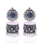 Thumbnail for Rhodium-Plated Alloy Silver Plated Mirror Jhumki Earring - The Pari - Distacart