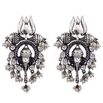 Thumbnail for Rhodium-Plated Alloy Ganesh Ji Shaped Silver Earrings - The Pari - Distacart