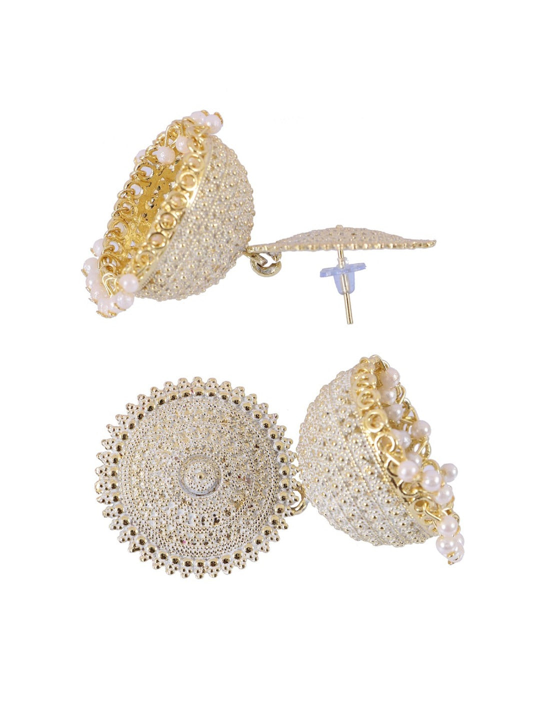 Gold-Plated Alloy White Sun Shaped Jhumka Earrings - The Pari - Distacart