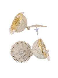 Thumbnail for Gold-Plated Alloy White Sun Shaped Jhumka Earrings - The Pari - Distacart