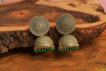 Thumbnail for Gold-Plated Alloy Green Sun Shaped Jhumka Earrings - The Pari - Distacart