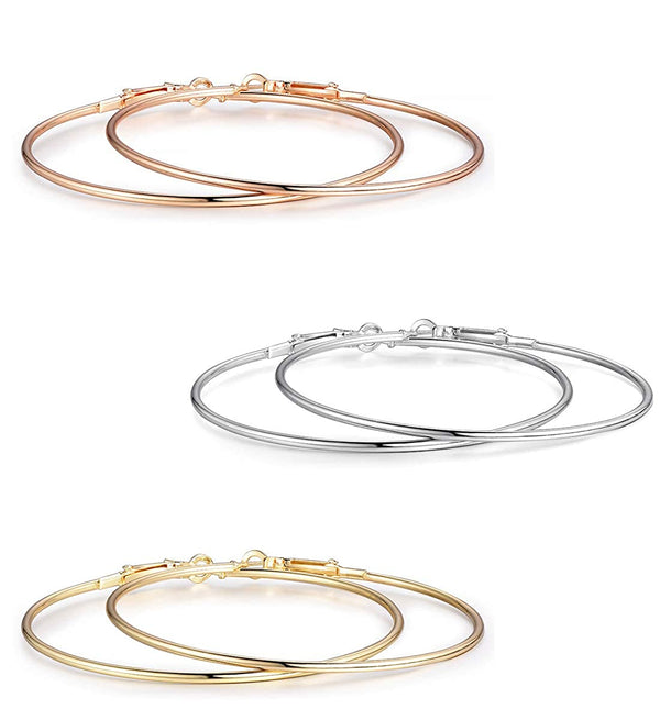 Rhodium-Plated Alloy Assorted Hoop Earrings Combo - The Pari - Distacart