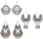 Thumbnail for Silver-Plated Alloy Oxidised 3 Earrings Combo - The Pari - Distacart
