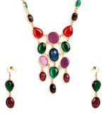 Thumbnail for Gold-Plated Alloy Enamel Multi-Colour Designer Necklace - The Pari - Distacart