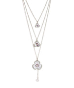 Thumbnail for Silver-Plated Alloy Long Three Chain Flower Necklace - The Pari - Distacart
