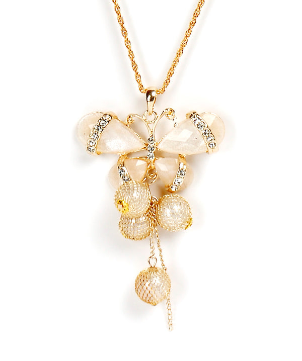 Gold-Plated Alloy Long Chain Butterfly Necklace - The Pari - Distacart