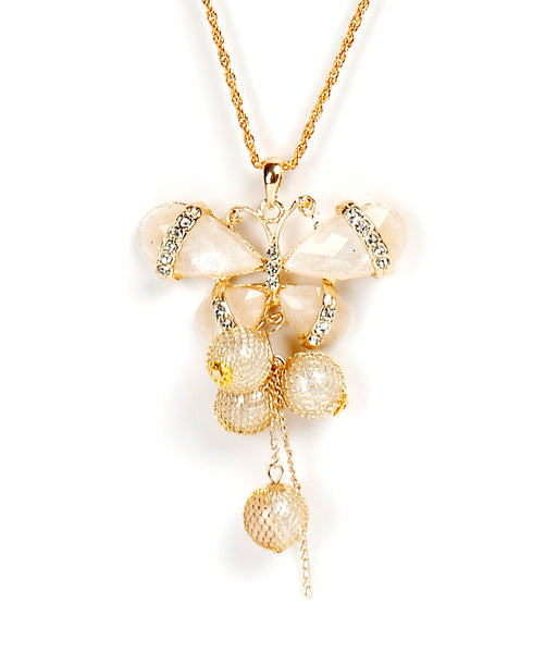 Gold-Plated Alloy Long Chain Butterfly Necklace - The Pari - Distacart