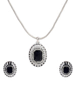 Thumbnail for Silver-Plated Alloy Black Stone Pendant Necklace - The Pari - Distacart