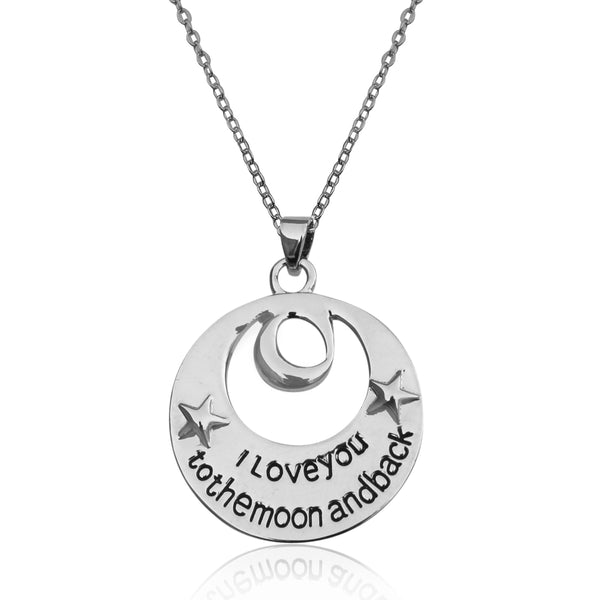 Silver-Plated Alloy Stainless Steel Love Quote Pendant Necklace - The Pari - Distacart
