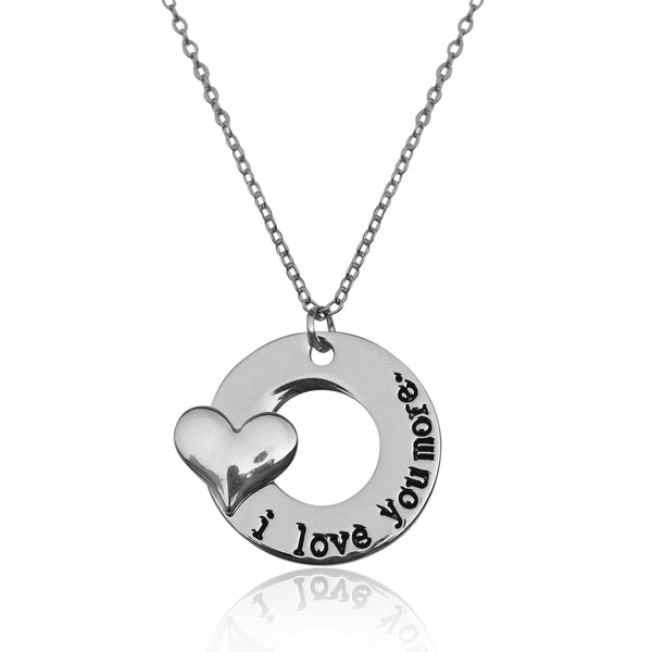 Silver-Plated Alloy Stainless Steel Love Quote Pendant Necklace - The Pari - Distacart