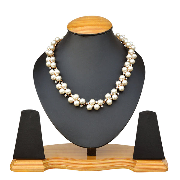 Gold-Toned Alloy Falling Pearl Necklace - The Pari - Distacart